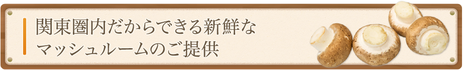 関東圏内だからできる新鮮な マッシュルームのご提供