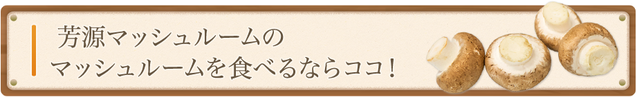  芳源マッシュルームのマッシュルームを食べるならココ！